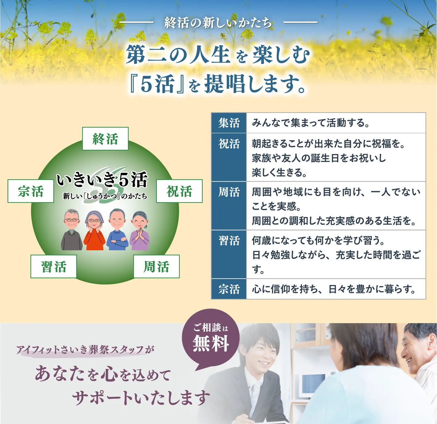 第二の人生を楽しむ『5活』を提唱します。
