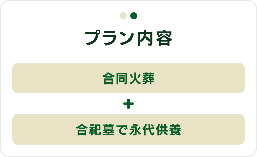 プラン内容：合同火葬＋合祀墓で永代供養