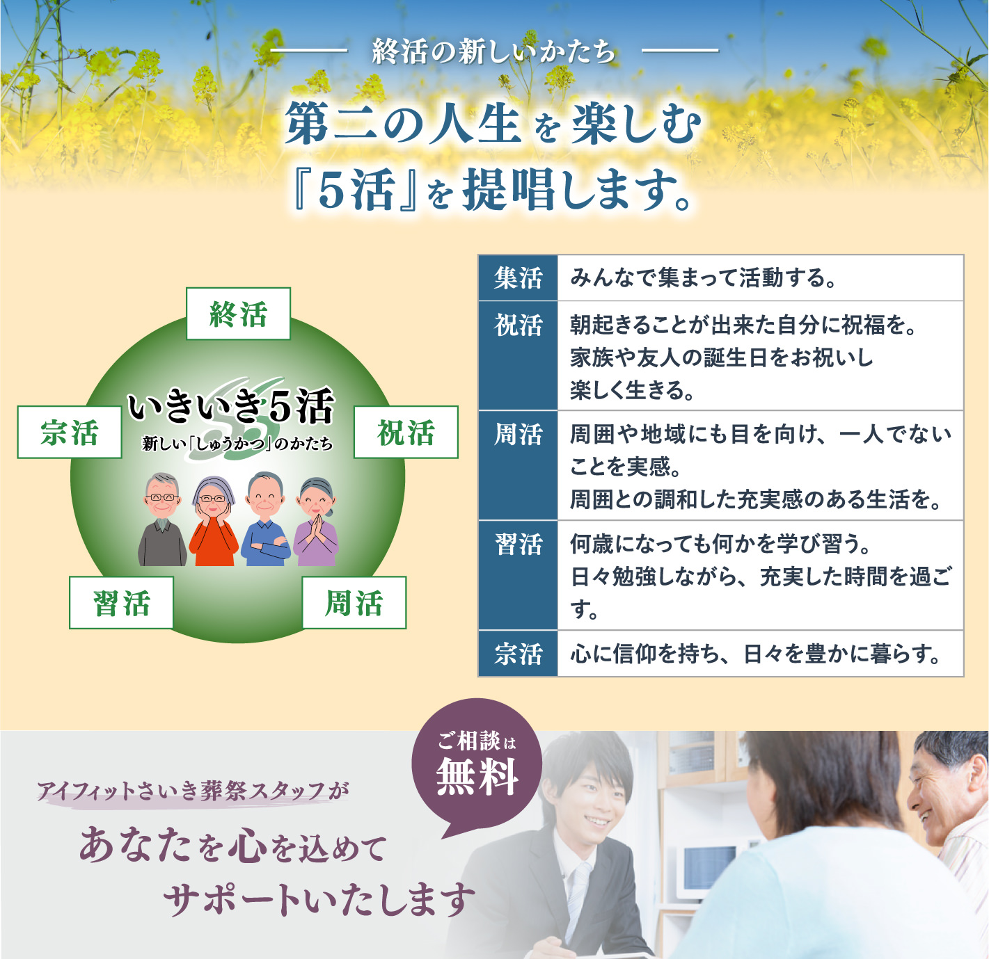 第二の人生を楽しむ『5活』を提唱します。